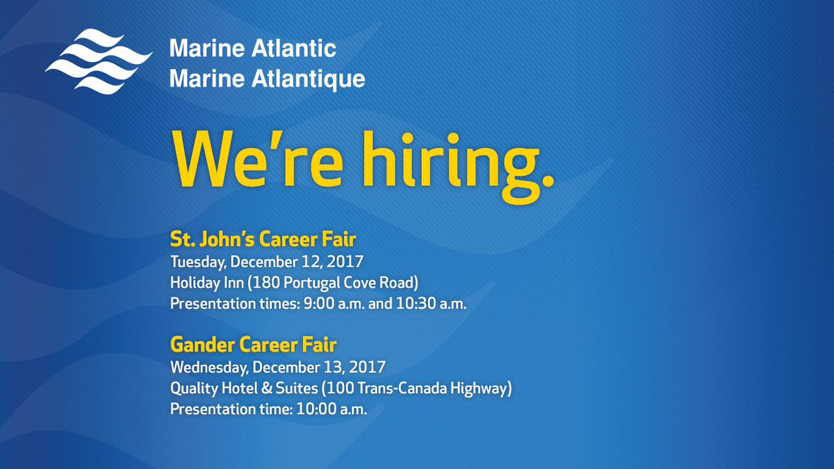 Marine Atlantic on Twitter "We have two career fairs in