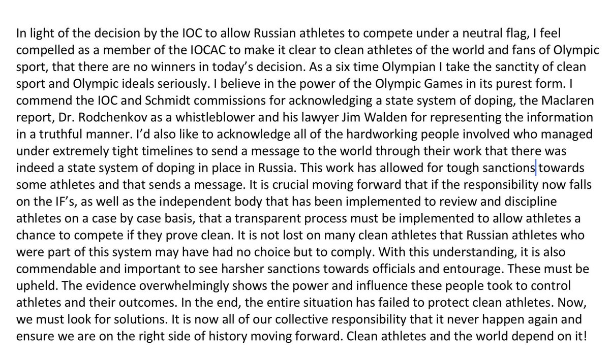 My statement on #IOC decision on #Russia today: