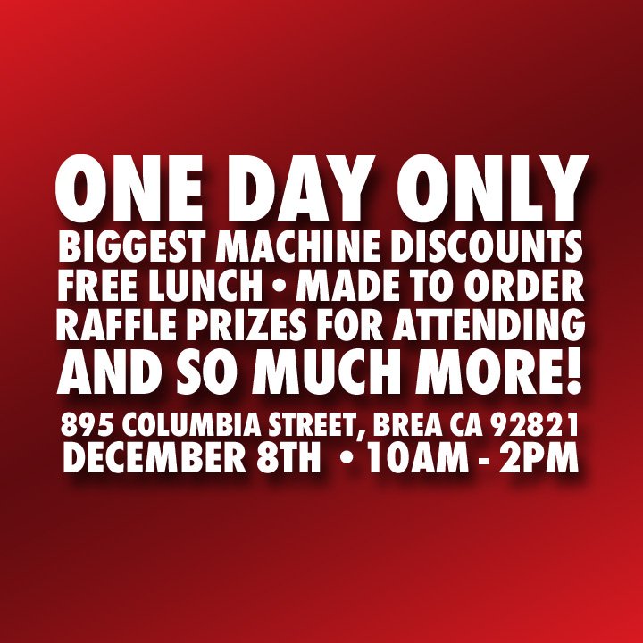 On December 8th, <a href="/WurthLouisandCo/">Wurth Louis and Co.</a> will be hosting the biggest machinery inventory blowout with free lunch, giveaways, prizes and more. Must attend to win.