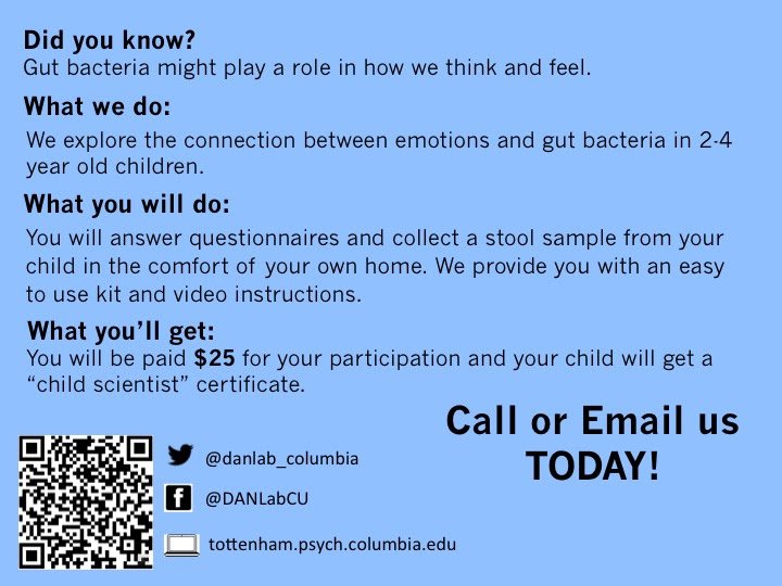 💩We are calling all toddlers from ACROSS THE UNITED STATES to💩 participate in a mail-in study on the Mind-Gut Connection🧠💩. If you have a toddler between 2-4 years and are interested, follow this link and press 'Participate'. Please RT danlab7.wixsite.com/mysite/partici…