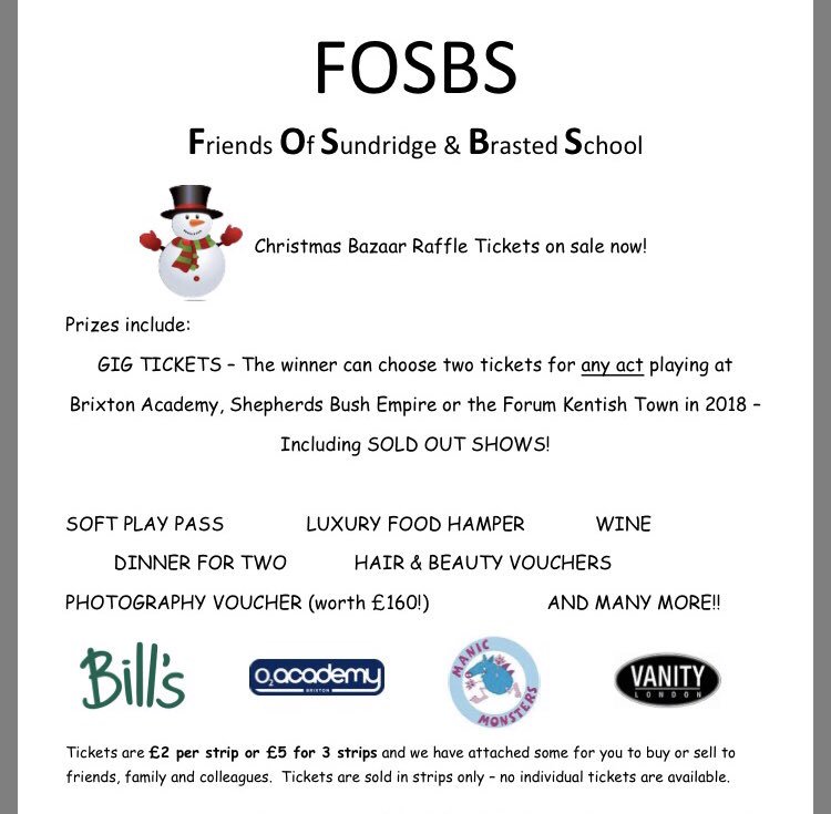 Christmas Bazaar Raffle Tickets on sale now!!!