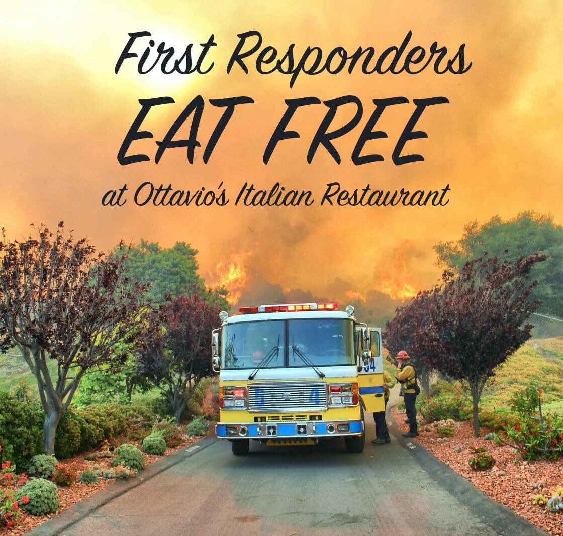 Ottavios93010's tweet image. If any #firstresponders are on break in an area where we an reach them, they can call our catering line at 805-484-9049 or DM us and we'll deliver FREE food! #ThomasFire