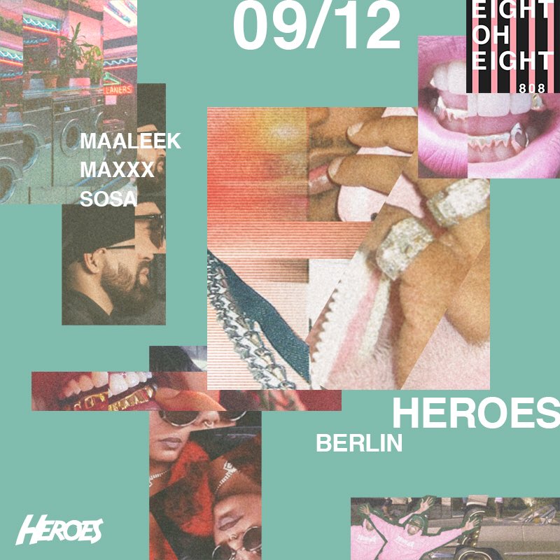 DJMaxxx's tweet photo. 🔜 09/12 - #HeroesBerlin ist zurück im Gebäude! Samstag gehört den Heroes of the New School - @DJMaaleek, #DJSosa & @DJMaxxx brettern mit 70 BPM und langsamer quer durchs #808Berlin. Dass man dabei kaum noch ein Wort versteht, ist vollkommen sekundär - Hauptsache, #ItsLit. https://t.co/c634ukvFYZ