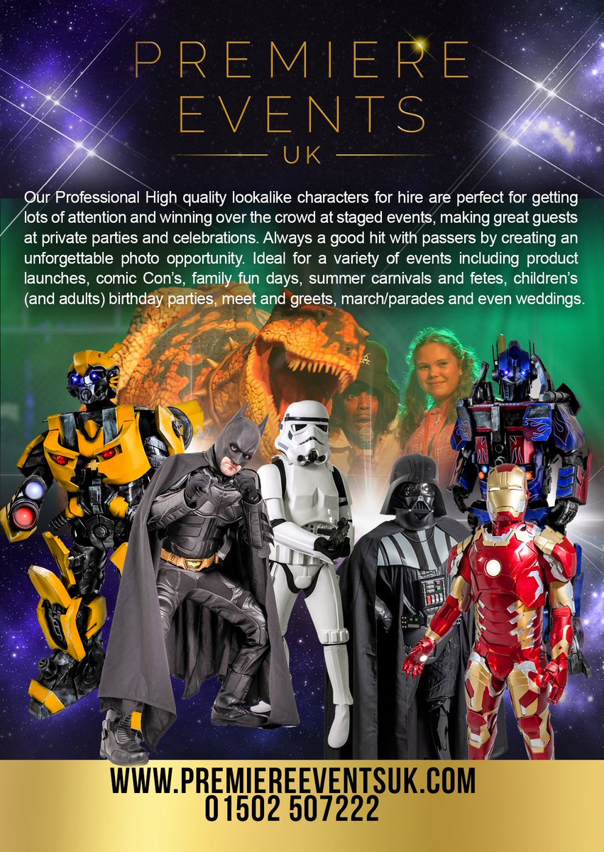 Premiereevents9's tweet image. Amazing quality costumes! movie replicas to visit your event! #premiereeventsuk