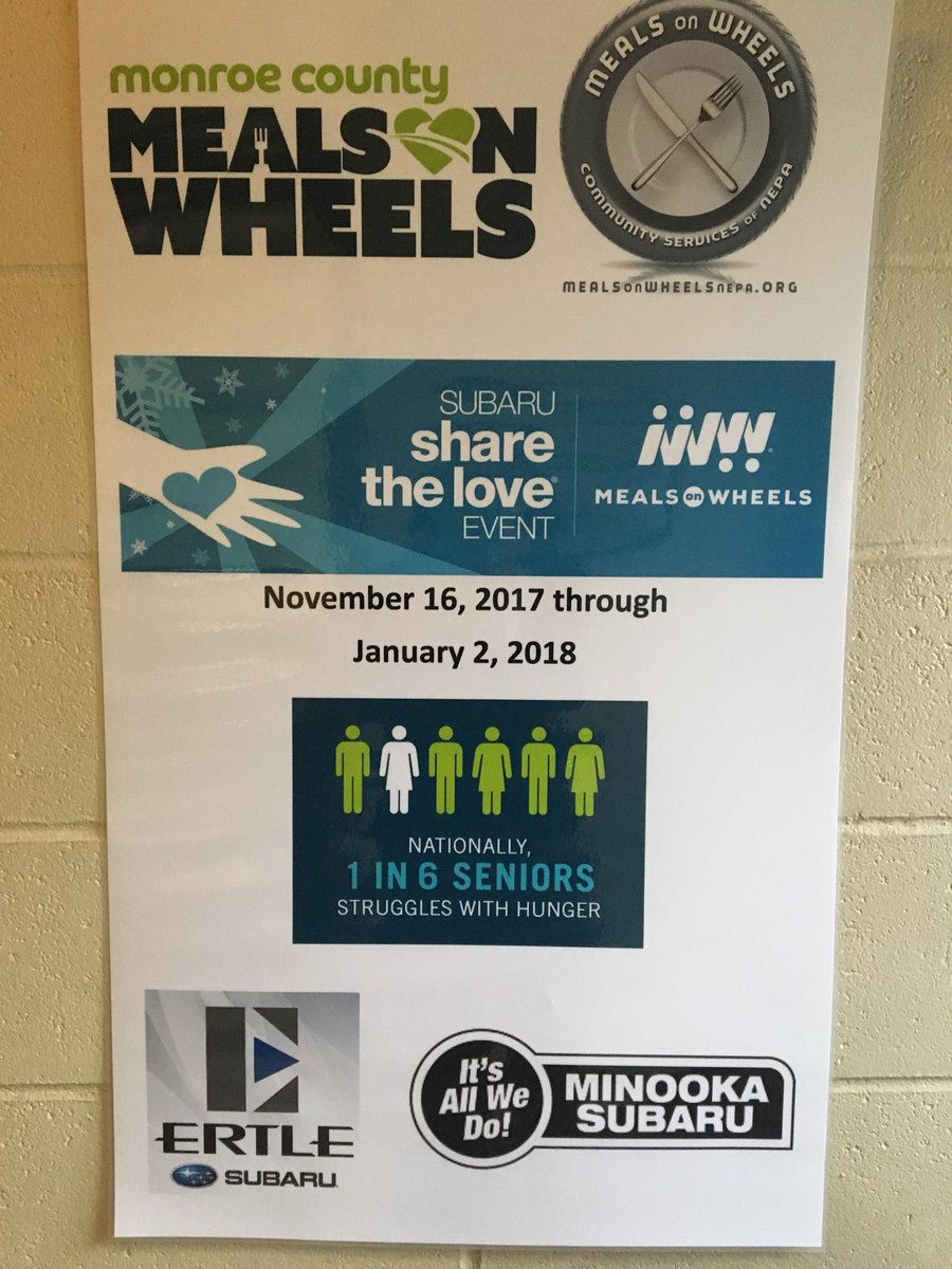 imnicolewalters's tweet photo. Help @MCMealsonWheels by participating in Ertle Subaruโs #sharethelove event. Donโt need a vehicle, you can #stuffthetrunk @brcnews13 https://t.co/sNMMH7eeve