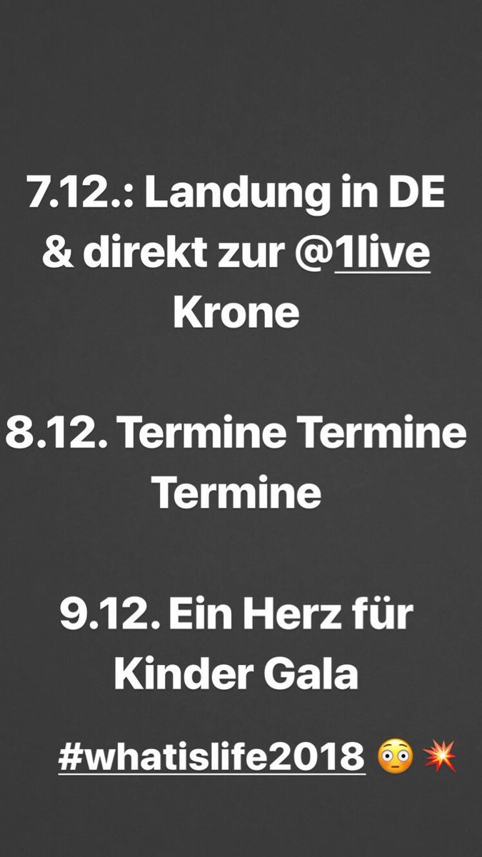 dielochis's tweet photo. &amp; an alle die auch denken dass wir chillen sobald wir wieder in DE sind - das ist der Plan sobald wir wieder da sind 😅🤪 
Aber wird geil! 🤩🤗 @BILD @1LIVE #termine #whatislive2018 — 9.12. https://t.co/v4iCzg7Zw6