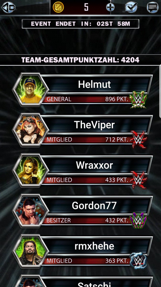 Schmiddi__'s tweet photo. Das war die krasseste Teamleistung, seitdem ich Supercard spiele. Danke an das ganze Team, das war einfach nur stark! #36Wave #WWESuperCard https://t.co/RGTpE8OKv6