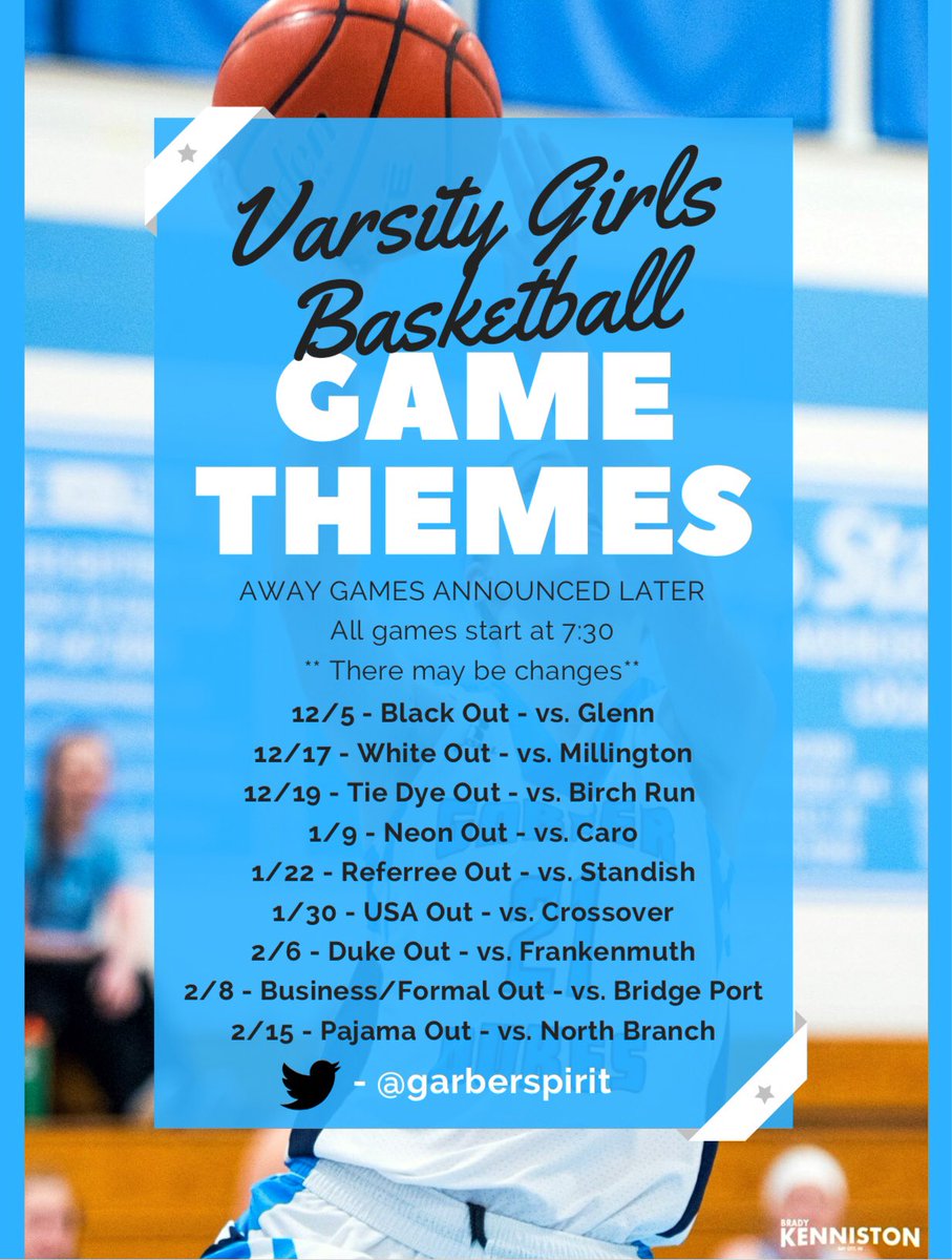 GIRLS THEMES!! This is including tonight’s game, hope to see you all there! 💙🏀🤯