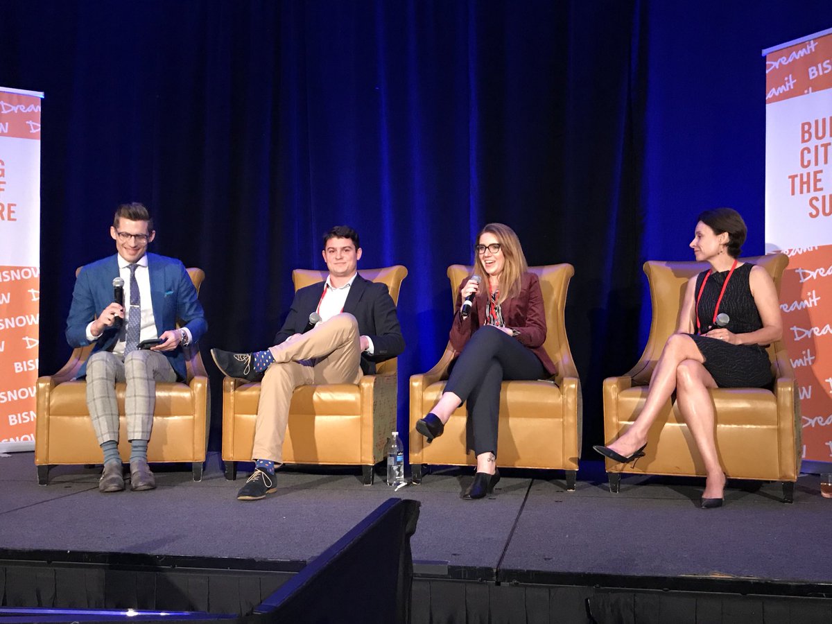 Bisnow's tweet image. #CRETechSummit nears a close with our last panel zeroing in on the financial side of CRE and what the future holds