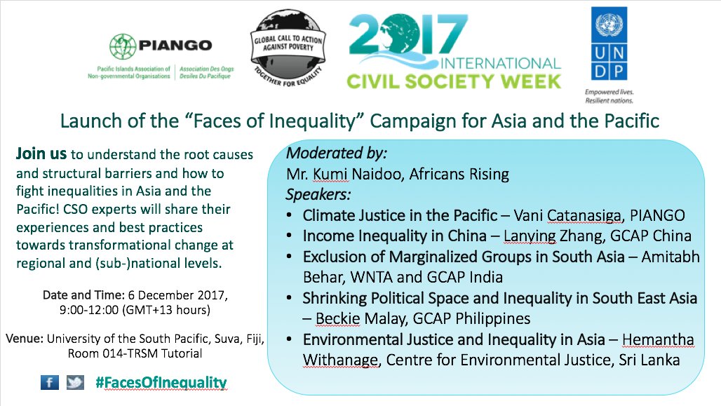 nadineravaud's tweet image. #FacesOfInequality started! Asia-Pacific Launch of the Campaign @whiteband @UNDPasiapac &amp;amp; @Pacific_2030 . FOLLOW THE DISCUSSION #FacesOfInequality #ISCW2017 with @HelenClarkNZ as guest of honour and @kuminaidoo as moderator!