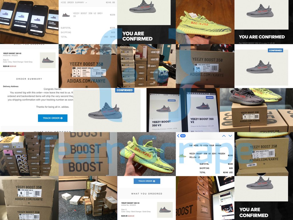 TeamScrape's tweet photo. EVERY member in #TeamScrape copped multiple Yeezys this month. Proud to say we had a 100% Yeezy cop rate ✅ Only 3 spots remain don't miss out! DM to apply 👨‍🍳 https://t.co/qkeTRpzv0I