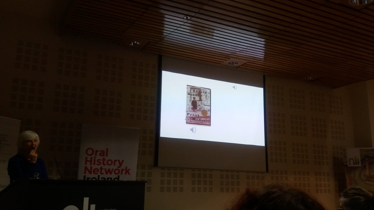saraculh's tweet photo. Great presentation by Maura Cronin tonight for the @OralHist_ie inaugural annual lecture. Interesting how 'Angela's Ashes' serves as a filter for memories among interviewees from Limerick, much like 'Cinema Paradiso' for @cinema_memories participants https://t.co/WfcTXAvugp