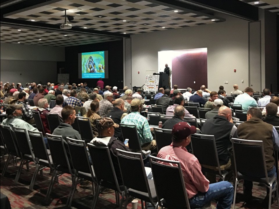 dlongABT1's tweet photo. AgBiTech's  Tech Specialist Chris Dobbins presents Heligen for podworm control on soybeans at MSU Row Crop Short Course; hundreds in attendance.  Great job Chris! #AgBiTechUSA #IPM @acatchot https://t.co/hEdhzelsv7