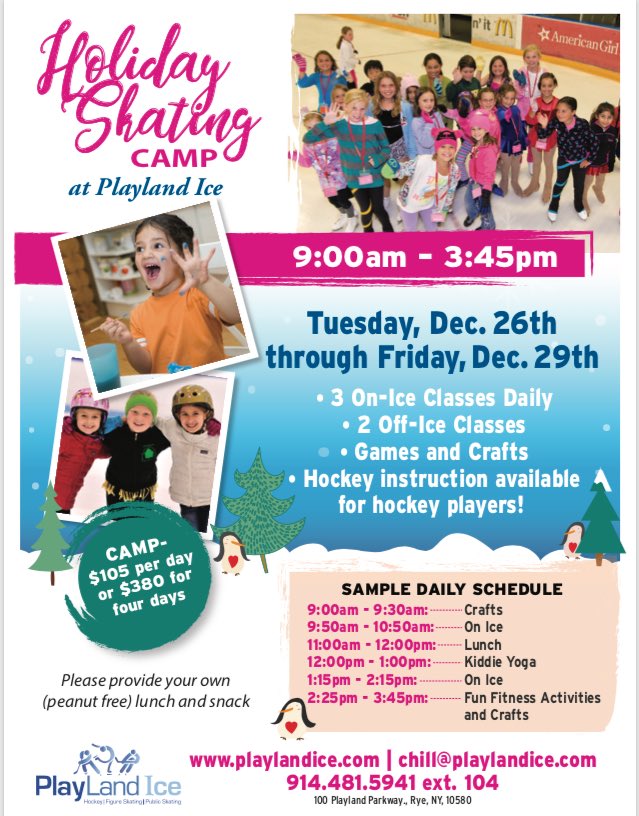 PlayLandIce's tweet photo. Registration now open for our December Holiday Skating Camp! 🏒❄️⛸ #HolidayCamps #HolidayFun #WinterCamps #IceSkating #ThingsToDoInWestchester #RyePlayland #PlaylandIce #LearnToSkate https://t.co/qZyQ3b6Njr