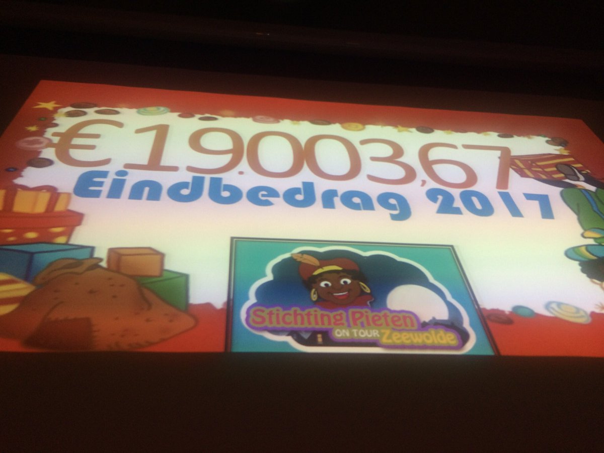 De stichting <a href="/pietenontour/">pietenontour</a> kon vanavond met 80 vrijwilligers terugkijken op een fantastische tijd. Met een recordbedrag werden ze bij <a href="/KaapFlevo/">KaapFlevo</a> verblijdt.
#Pietenhuis en bezoeken zijn succesvol gebleken, in #Zeewolde wordt al weer naar 2018 uitgekeken.