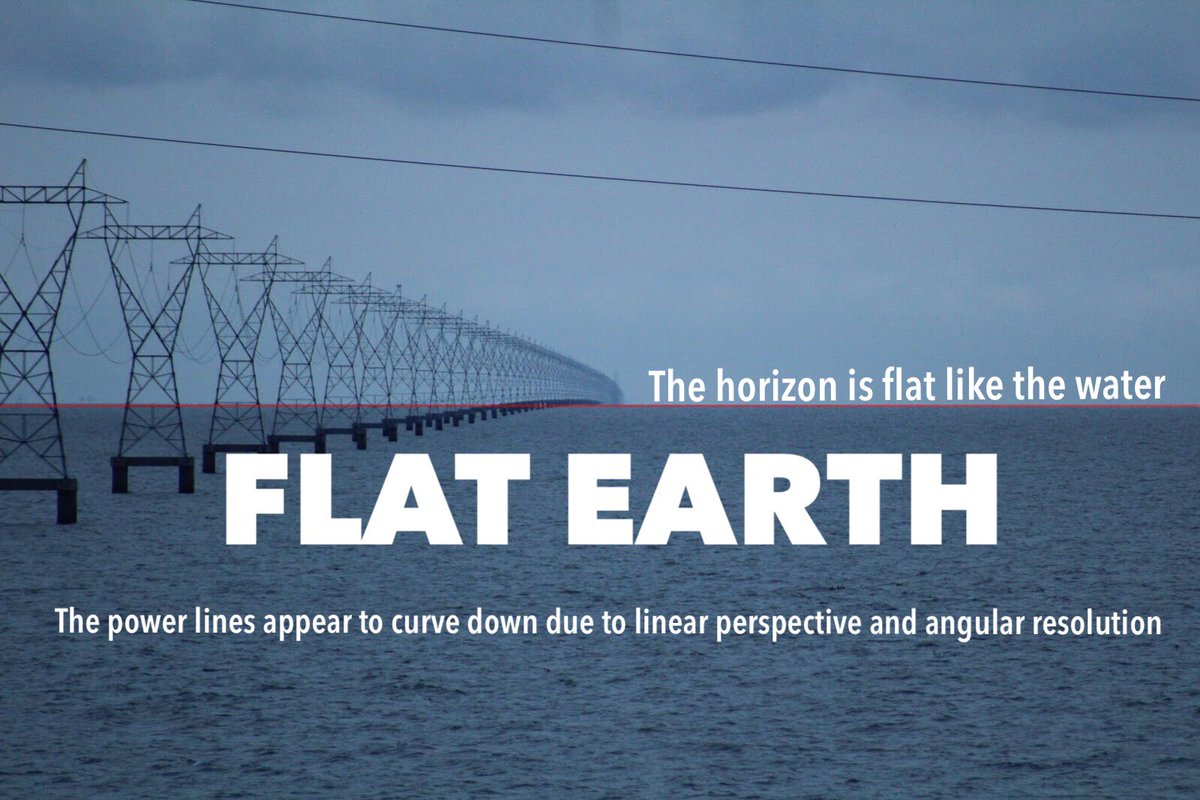 NothingSirius's tweet image. Paul, again #YourDerpIsShowing: take your pick below. 
The water DOES NOT CURVE! 
The pylons APPEAR to curve back and down due to #LinearPerspective and #AngularResolution but in reality they continue LEVEL over #FlatWater. 
#StudyHarder 

#FlatEarth