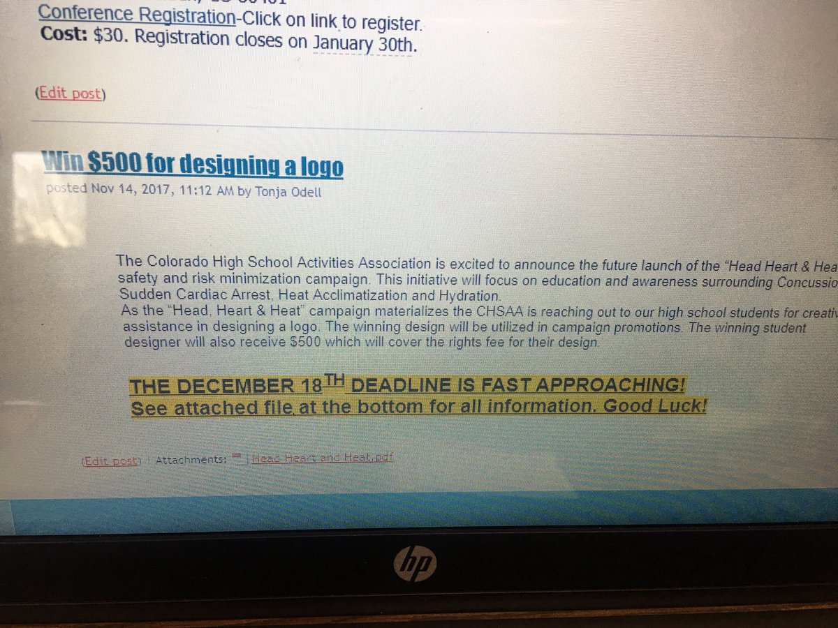 CDogCounselors's tweet photo. Win $500 for designing a logo for CHSAA- see Counseling website- announcements. https://t.co/n9VdtpVeYP