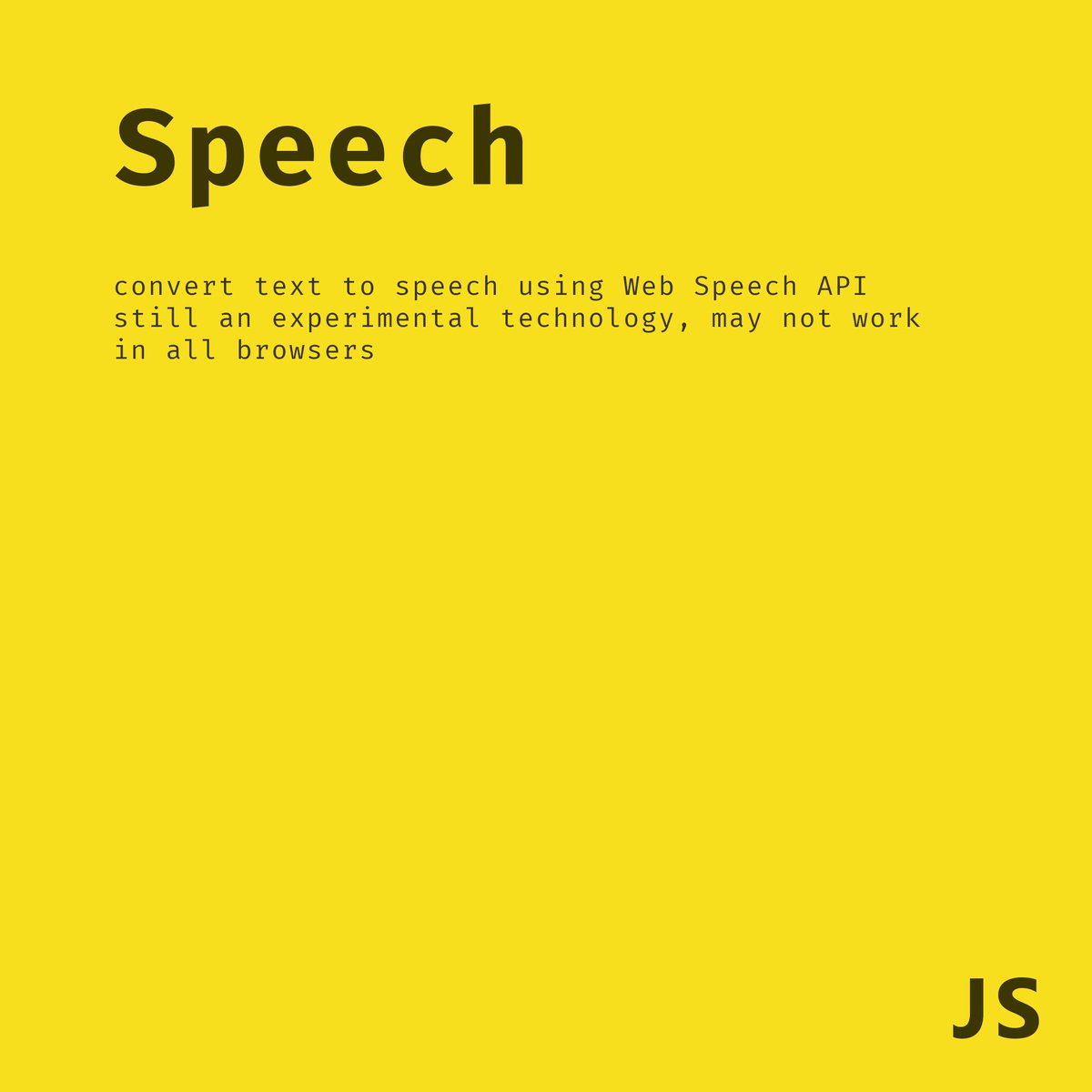 algorithmic_cs's tweet image. Speech synthesis using Web Speech API, technology is still experimental, may not work in all browsers
#speech #synthesis #webspeechapi
#javascript #js #vanillajs #algorithm #algorithms #code #coders #codepractice #computerscience #cs #programming #web #webdev #webdevelopment