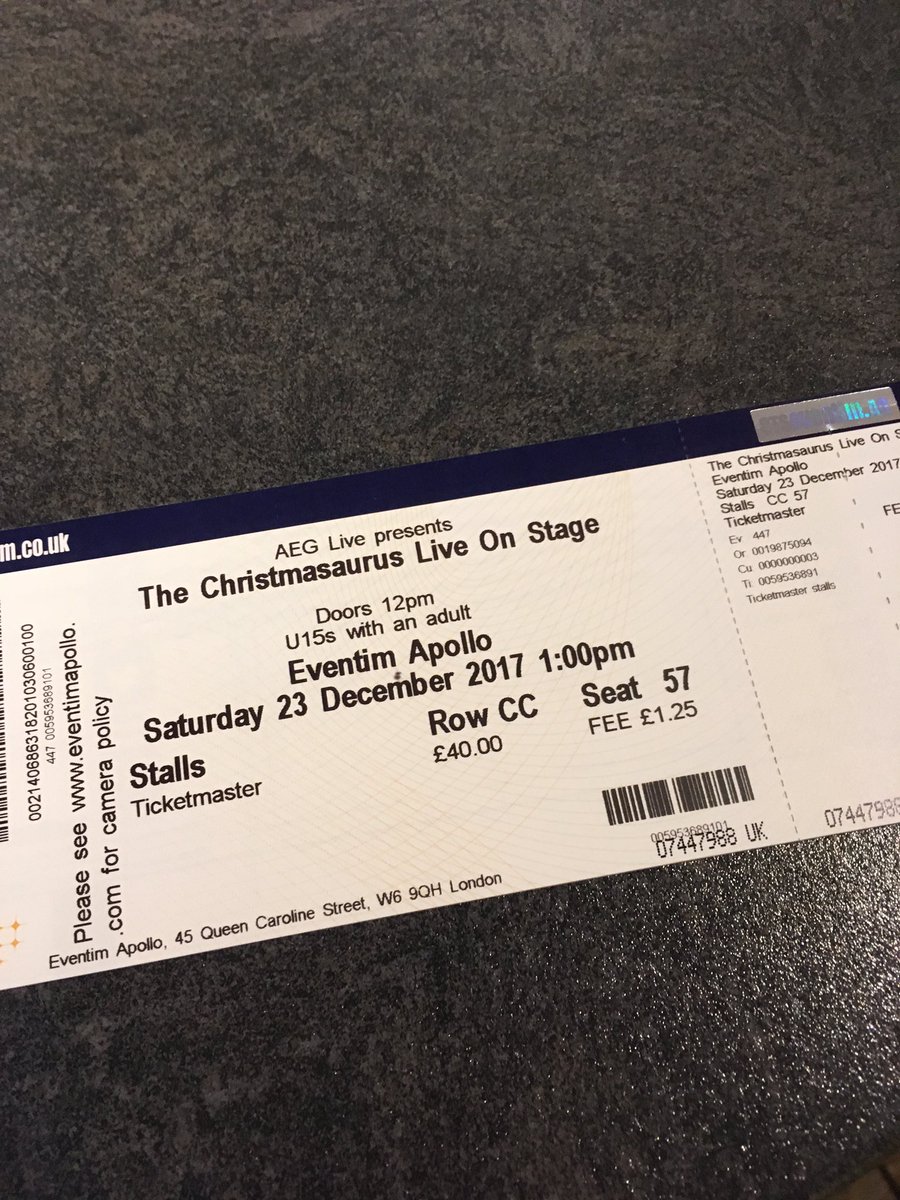 abzz_x's tweet photo. The Christmasaurus tickets came today 🎄 @TomFletcher https://t.co/rWA8L7YDvP