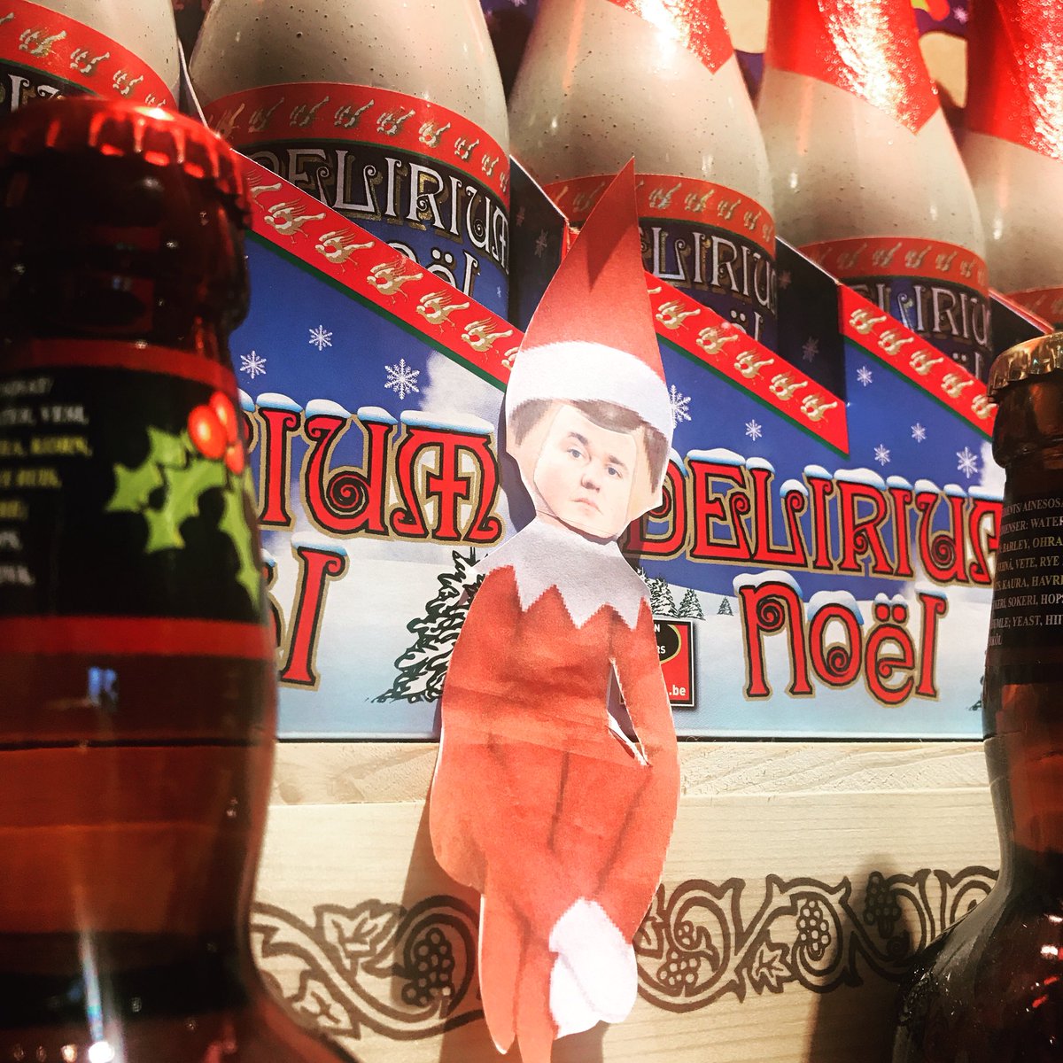 exchangeEO's tweet photo. Our very own Elf on the Shelf is here to report new Delirium Noel is in stock!!! #BrandonTheElf #elfontheshelf #beerElf #charleston #beer https://t.co/fHOufBqgaJ