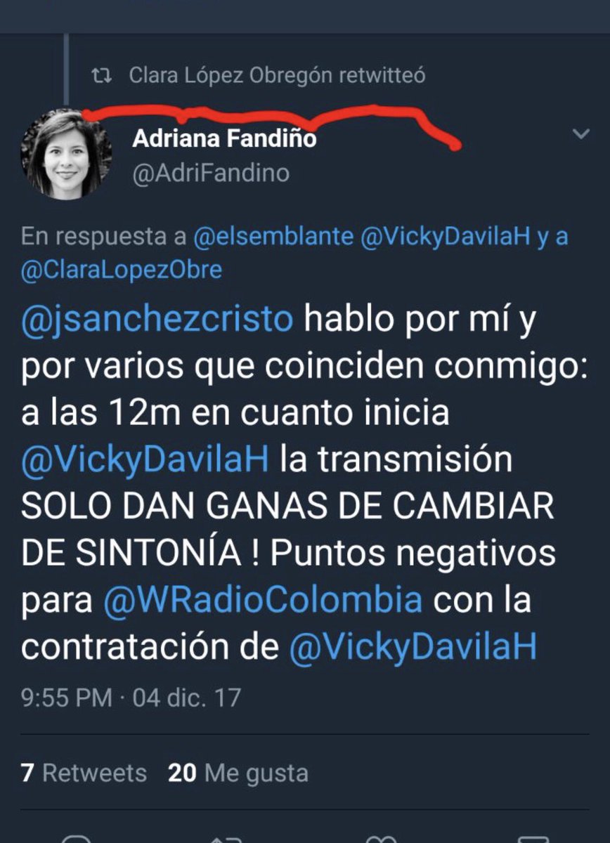 VickyDavilaH's tweet image. Observen este RT de @ClaraLopezObre donde le escriben a @jsanchezcristo quejándose por haberme contratado. Realmente eso no debería hacerlo una candidata presidencial, una demócrata! Doctora Clara mientras tanto defiende a Samuel Moreno.