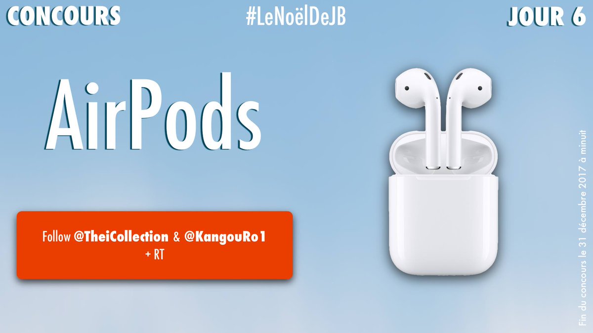 TheiCollection's tweet image. #CONCOURS #LeNoelDeJB #JOUR6

Gagne des AirPods !

1️⃣ Aime @TheiCollection &amp;amp; @KangouRo1
2️⃣ ReTweet ce Tweet