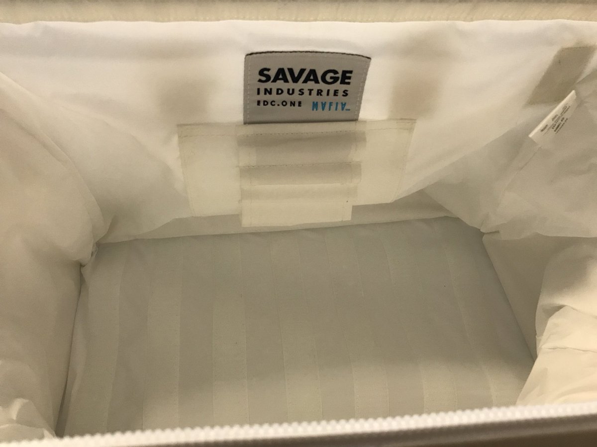 Just got my #SavageEDC delivered from @donttrythis and let me tell you, it is FULL of possibilities. #newbagsmell #greatwhitesnark #savage #blankcanvas