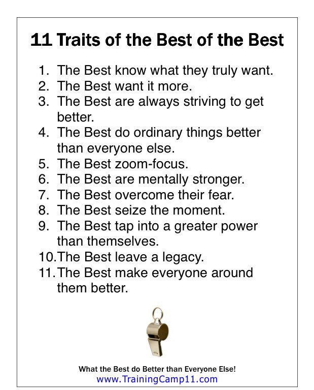 When I wrote Training Camp I studied the best. Here's what I found.