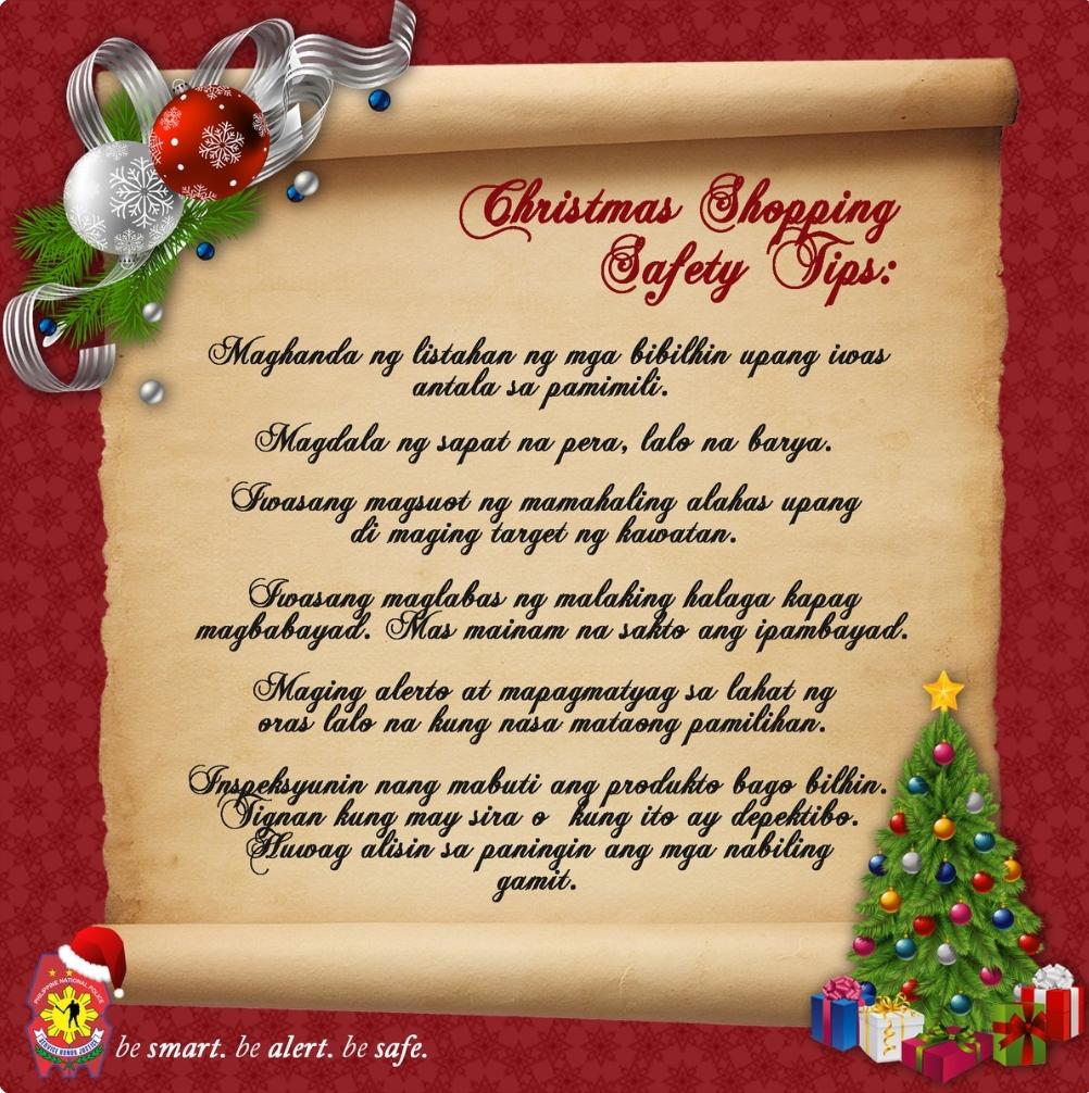 Safety tips for christmas shopping.