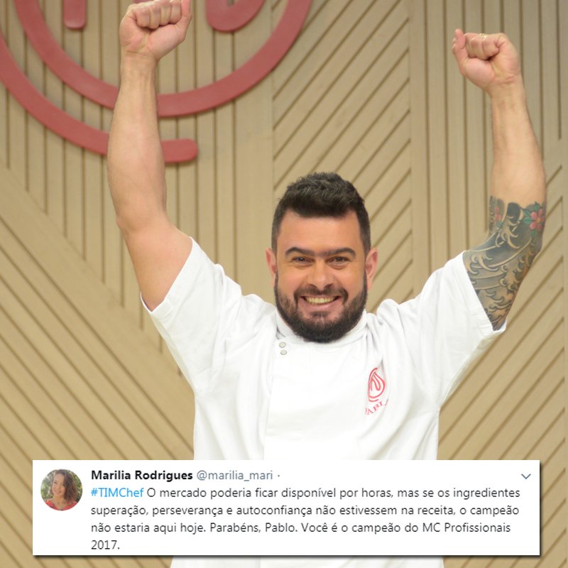 masterchefbr's tweet image. Juntos com a @TIMBrasil convocamos as redes, e uma grande fã anunciou o  vencedor dessa temporada na TV. Parabéns @MCProPablo! O troféu de  #MasterChefBR Profissionais é seu! #TIMChef