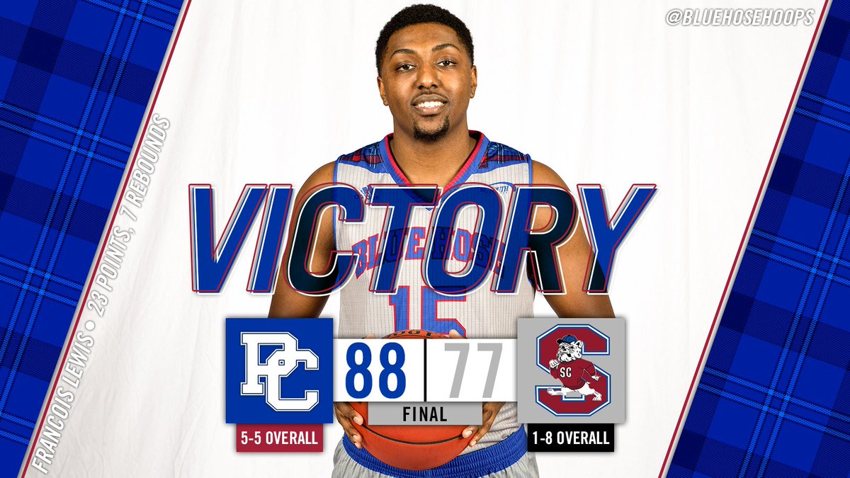 BlueHoseMBB's tweet image. Final
Presbyterian 88
South Carolina State 77

Reggie Dillard with a career-high 26 points, followed by Francois Lewis career-high 23 points, to go with 7 rebounds.

PC wins its fourth straight and remains unbeaten at home this season (4-0).

#GoBlueHose