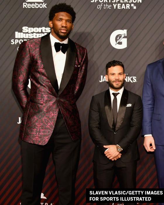 espn's tweet photo. Just a picture of Joel Embiid and Jose Altuve standing side-by-side. https://t.co/DcaEnhhEXk