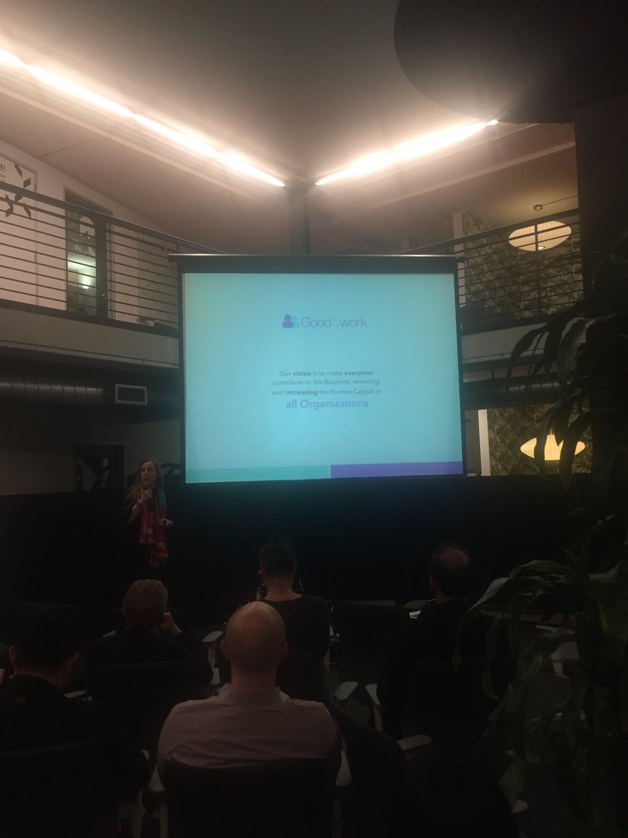 Big up for <a href="/gwoloch_a/">Geraldine Woloch</a>, Founder of #good4work, an employee-centric SaaS solution to retain talents in your company #Pitchnight cc <a href="/parisoma/">PARISOMA</a>