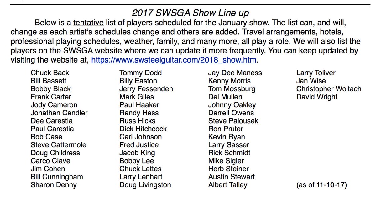 affmusic's tweet photo. I'm honored to be playing #pedalsteel in the #SWSGA 2018 show in Phoenix with some of the world's best players! https://t.co/qiN4XpyZp3