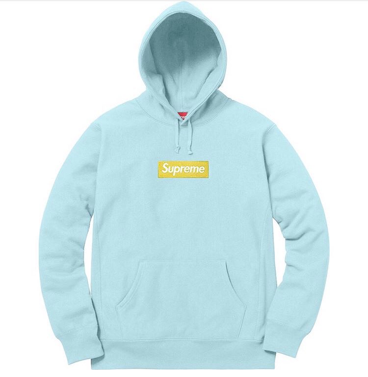 blue supreme hoodie box logo