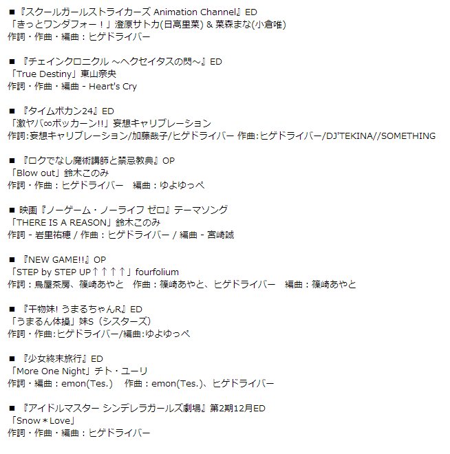 ヒゲドライバー これで全部出そろいましたが 17年はアニメ主題歌 映画も入れると 9本携わらせていただいたことになります いやーがんばった マジで