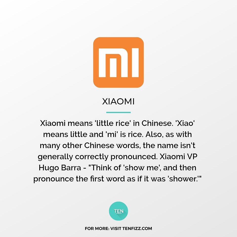 TEN_Youth's tweet photo. So that's how you pronounce Xiaomi
#entrepreneur #entrepreneurship #tenfizz #fact https://t.co/tTgOAgNzhP