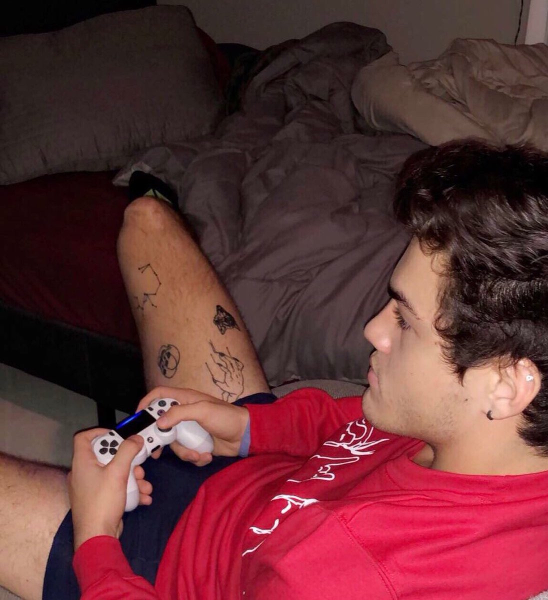thiccafdolan's tweet photo. looks like you guys have to do an “explaining our tattoos prt. 2” https://t.co/Nrf0S3eSAA