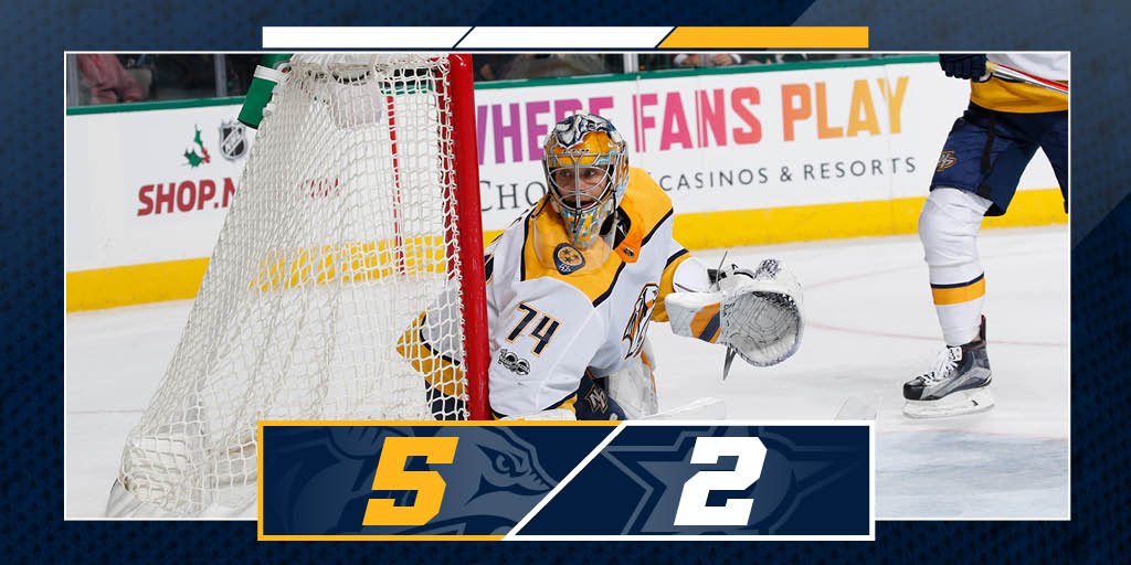 PredsNHL's tweet image. HANDS GO UP! 🙌 #Preds are now sitting in first place in the Western Conference with that 5-2 win over Dallas! #NSHvsDAL