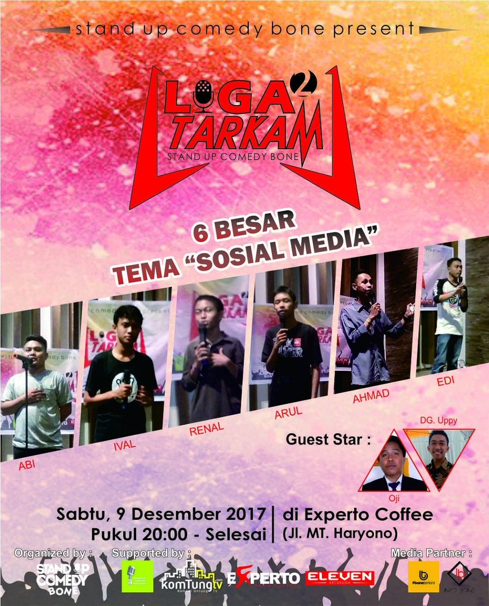 Jangan Lewatkan 6 Besar Liga Tarkam Season 2 Tema "SOSIAL MEDIA"  selain menampilkan 6 Peserta akan Ada 2 Guest Star yaitu <a href="/SabriOji/">Oji</a> &amp;  <a href="/dengnguppy/">daeng_uppy</a>  

#LIGATARKAM2BONE