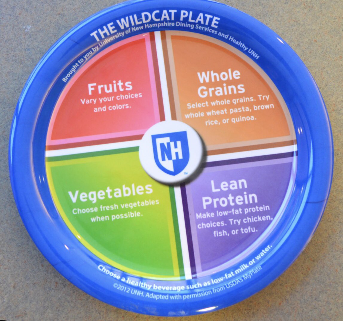 alyssawalter101's tweet photo. @HMP403_PH UNH promotes public health by providing plates in every dining hall that show healthy meal portions for each food group.  #phin48hours https://t.co/DUvckv8XKc
