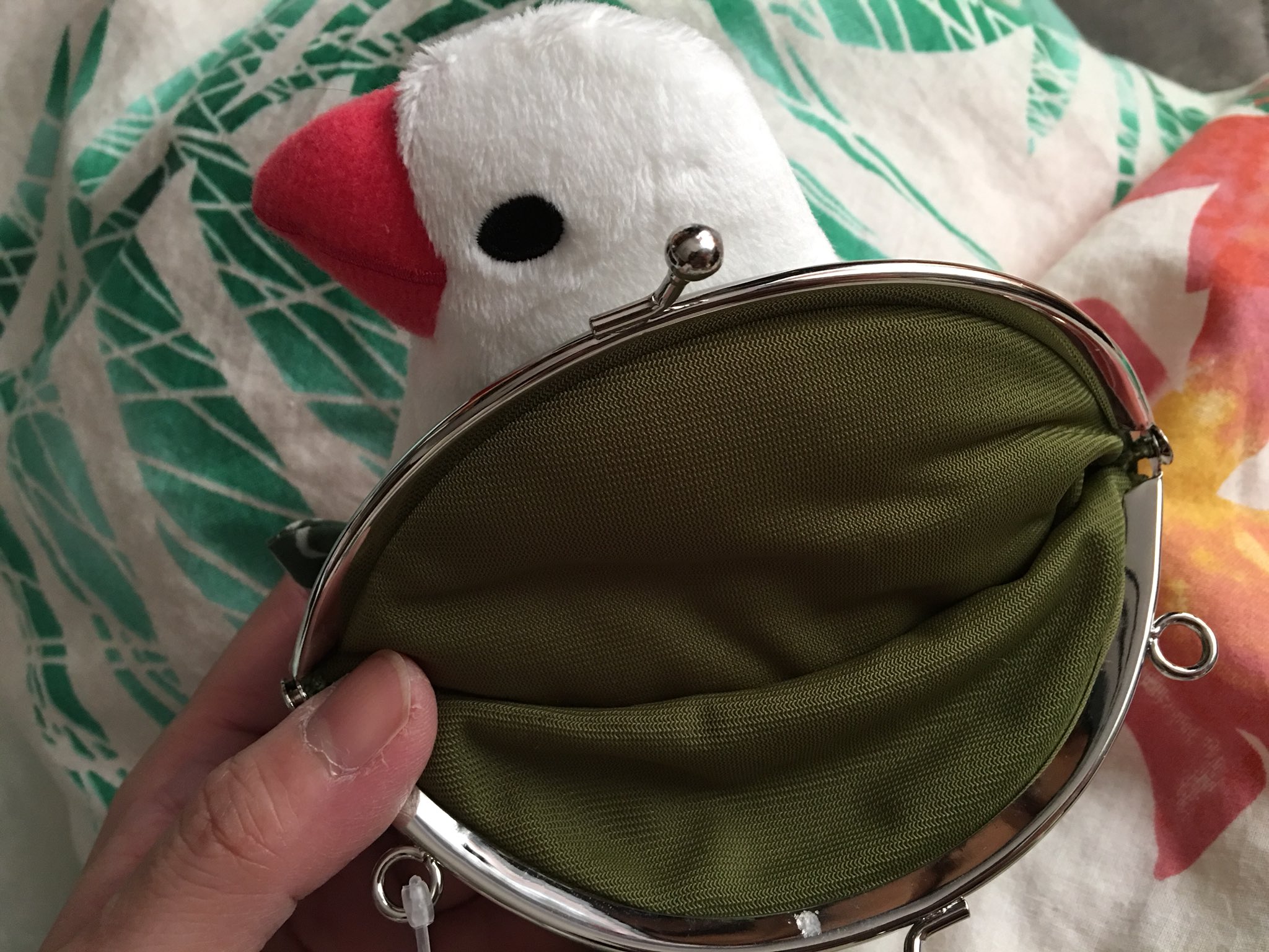 文鳥さんのポーチ×2&大きながま口×3♪ 文鳥さんのポーチ×2&大きながま口×3♪ 文鳥＆インコの愛