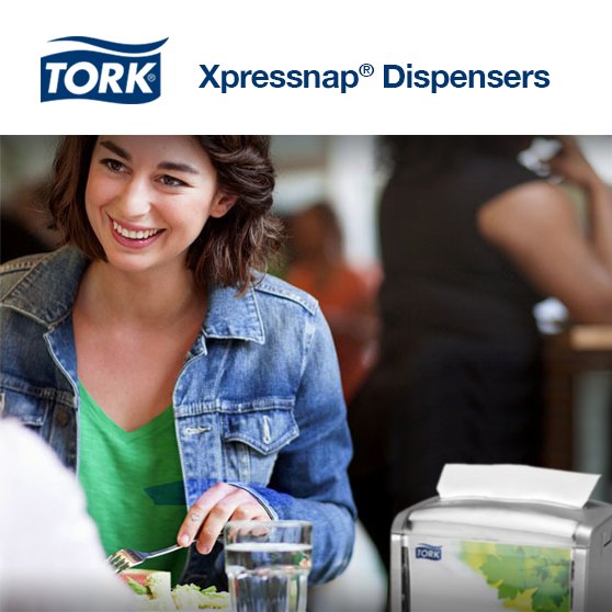 Reduce napkin usage by at least 25% and improve hygiene with Tork Xpressnap Napkin Dispensers (insert web link) @Tork_SCA_Brand