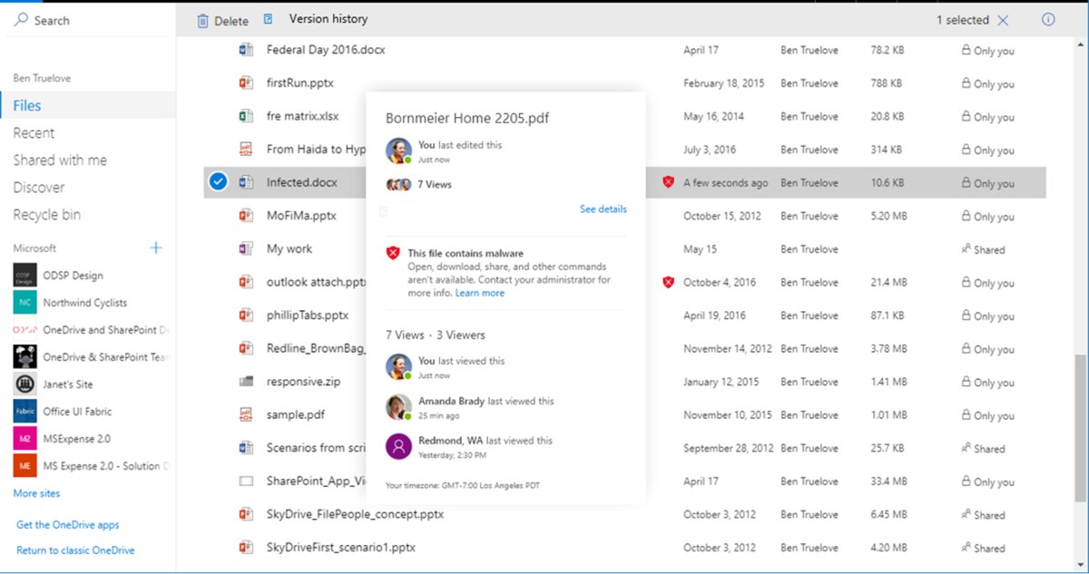 Awesome news!! #Microsoft #Office365 Advanced Threat Protection (ATP) is now GA for #SharePoint #OneDrive and #Office protection wlim.co/54P