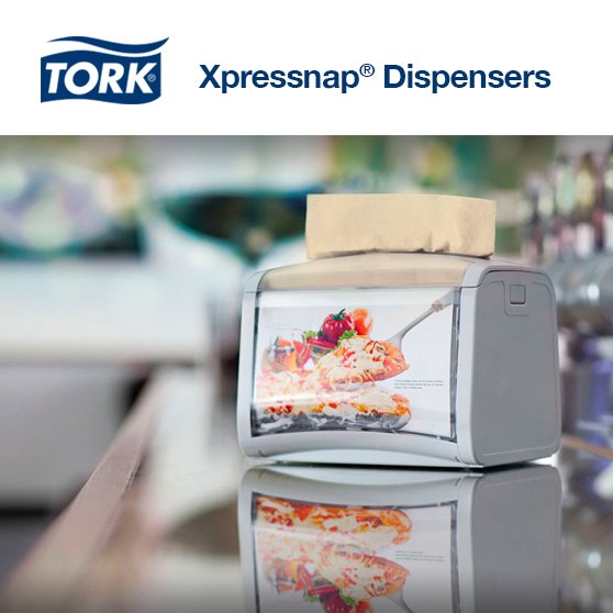 Save on wastage and money with the economic and hygienic Tork Xpressnap Napkin Dispenser range. Reduce your napkin usage by at least 25%