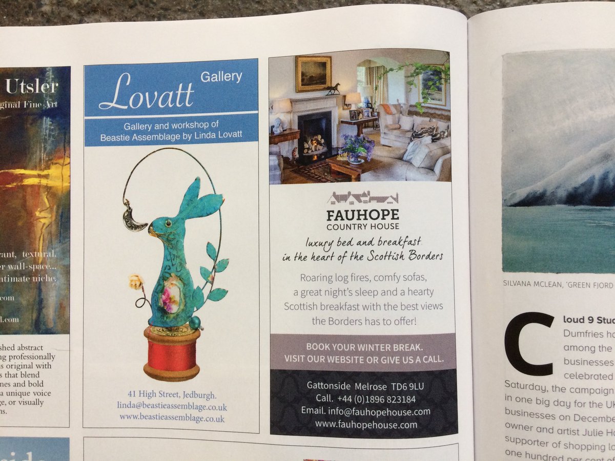 I picked up a copy of <a href="/artmaguk/">Artmag</a> this week and it is always nice to see images, from clients I have worked with, in use promoting their business.  The lovely <a href="/fauhope/">Fauhope House</a> country house, nr Melrose and Linda Lovatt and her whimsical characters.