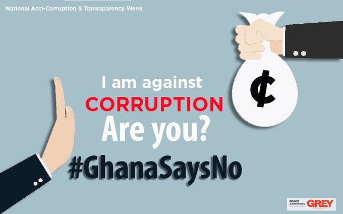 PartyCrewGH's tweet photo. Corruption can only go away if we all do our civic duty to report when we see it. #GhanaSaysNo https://t.co/2ZLof0S8UC