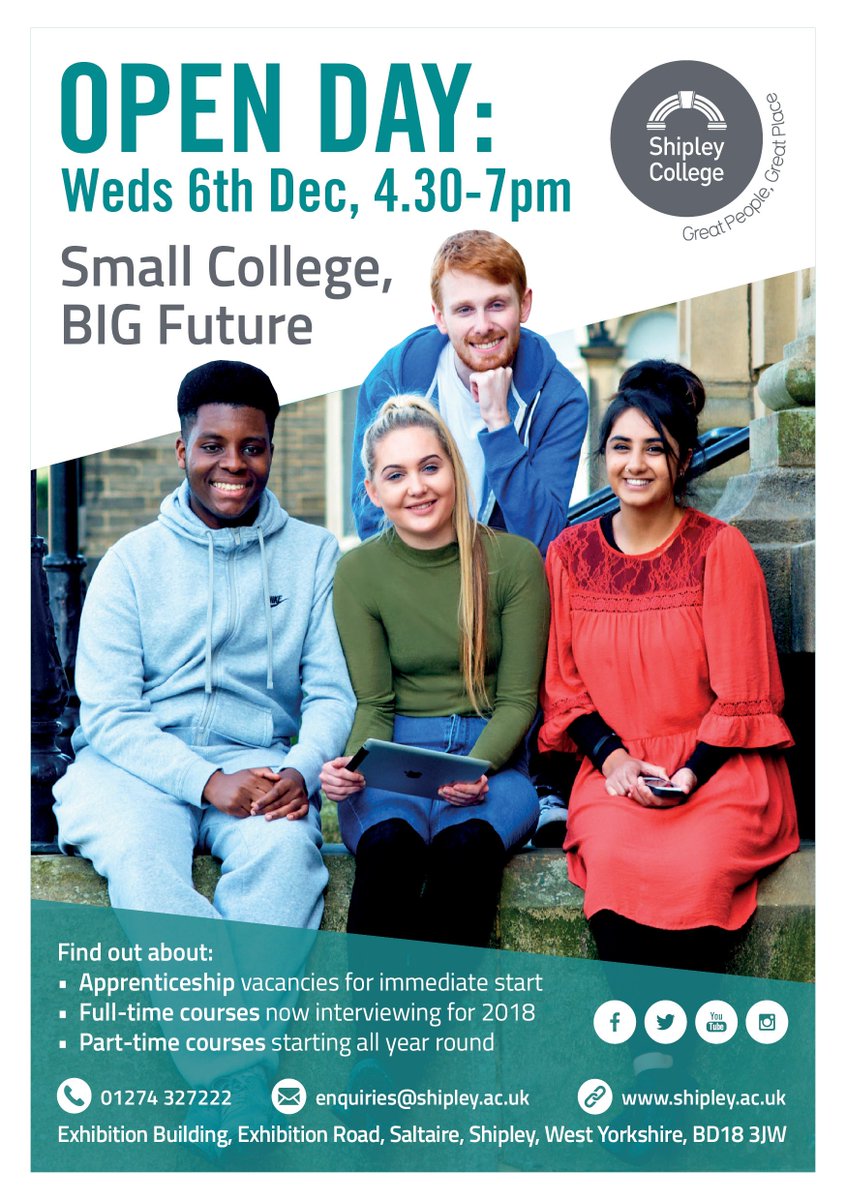 The Bingley Review (@bingleyreview) on Twitter photo One of our most loyal advertisers, <a href="/Shipley_College/">Shipley College</a> , are hosting an open day today with full-time & part-time courses as well as apprenticeship opportunities available. Pop along and find out what they have to offer. It could be life-changing! One of our most loyal advertisers, <a href="/Shipley_College/">Shipley College</a> , are hosting an open day today with full-time & part-time courses as well as apprenticeship opportunities available. Pop along and find out what they have to offer. It could be life-changing!
