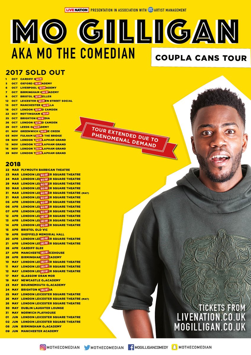 NEW: Due to huge demand, @MoTheComedian has added four new shows to the #CouplaCansTour at London's <a href="/lsqtheatre/">Leicester Square Theatre</a>. Tickets on sale Friday: livenation.uk/acPNGu