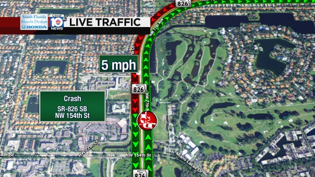 Crash on SR-826 SB at NW 154th St #traffic https://t.co/YysaiDmMUr